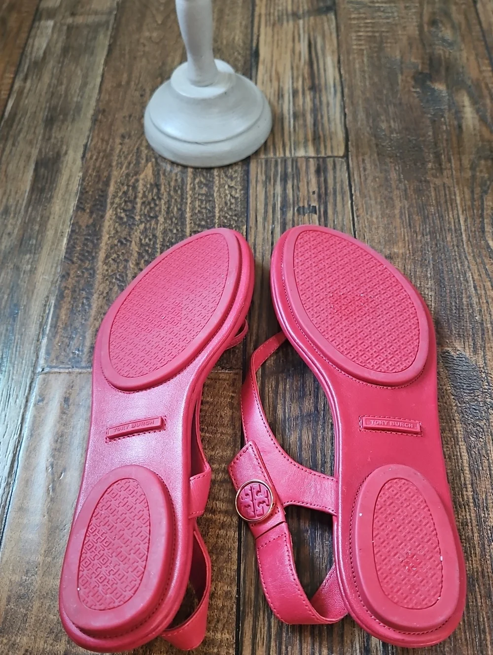Tory Burch Red Leather T-Strap Slingback Thong Sandal